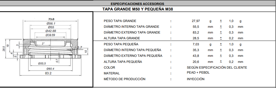 garrafa con tapa de seguridad de 60 litros